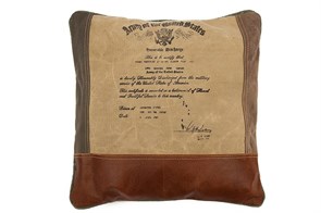 Подушка Secret De Maison THOMAS ( mod. M-7043 )   кожа буйвола / ткань, 40 х 40см, коричневый, ткань: винтаж TETCHAIR-10318
