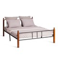 Кровать AT-915 дерево гевея/металл, 160*200 см (Queen bed), красный дуб/черный TETCHAIR-5417 - фото 41217