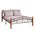 Кровать AT-8077 дерево гевея/металл, 160*200 см (Queen bed), красный дуб/черный TETCHAIR-5420 - фото 41249