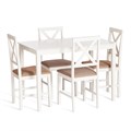 Обеденный комплект Хадсон (стол + 4 стула)/ Hudson Dining Set дерево гевея/мдф, стол: 110х70х75см / стул: 44х42х89см, ivory white (слоновая кость), ткань кор.-зол TETCHAIR-13692 - фото 42069