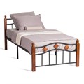 Кровать AT-126 дерево гевея/металл, 90*200 см (Single bed), красный дуб/черный TETCHAIR-5489 - фото 48454