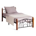 Кровать AT-808 дерево гевея/металл, 90*200 см (Single bed), красный дуб/черный TETCHAIR-5791 - фото 48473