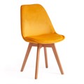 Стул TULIP SOFT (mod. 74) вельвет/дерево , 54 х 47 х 83 см , желтый (HLR 41)/натуральный TETCHAIR-15222 - фото 53165