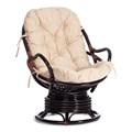 Кресло вращающееся "FLORES" 5005 /с подушкой/  Antique brown (античный черно-коричневый), ткань: хлопок, цвет: натуральный TETCHAIR-4349 - фото 54618