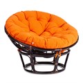 Кресло PAPASAN/ПАПАСАН 23/01 W  /с подушкой/ диаметр подушки 122 см, 115х101х104 см, Antique brown (античный черно-коричневый), ткань Оранжевый, TETCHAIR-13734 - фото 54938