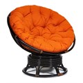 Кресло-качалка PAPASAN/ПАПАСАН w 23/01 B /с подушкой/ 115х78х104 см, Antique brown (античный черно-коричневый), ткань Оранжевый, С 23 TETCHAIR-13750 - фото 55073